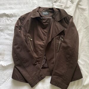 D&G Brown Leather Moto Jacket